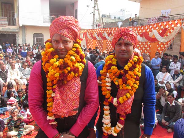 भारद्वाज बंधुओं का किया गया स्वागत
