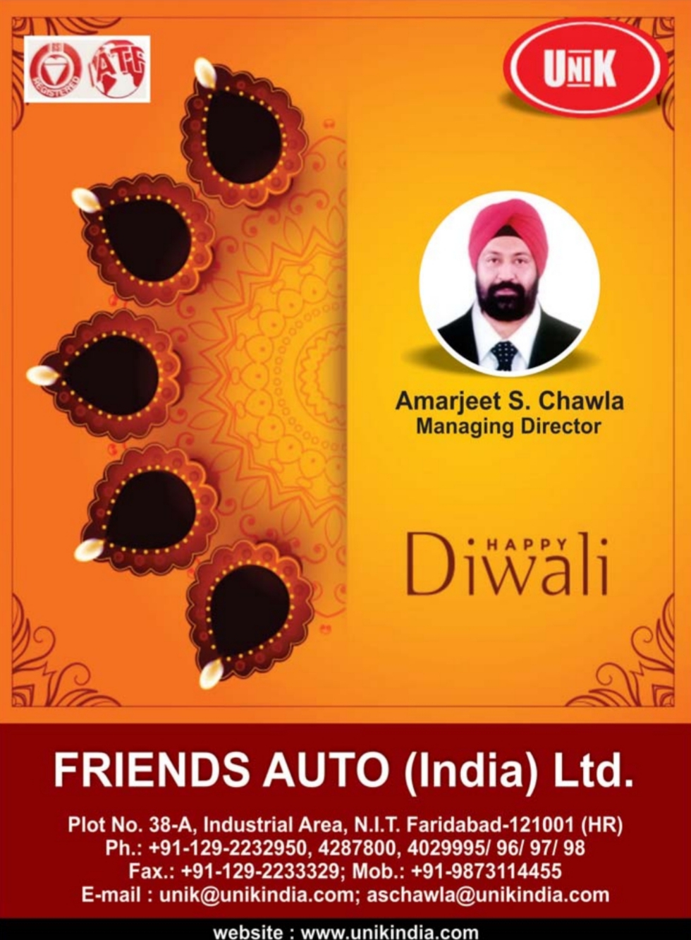 Friends auto ind. Wish diwali
